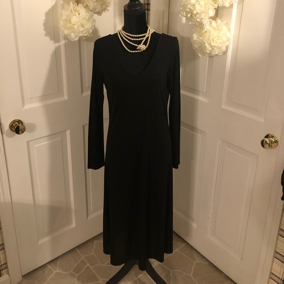 LAUREN Ralph Lauren  Women’s Black V Neckline Maxi Dress - Picture 2 of 9